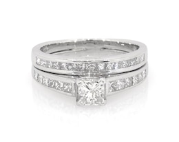 Previously Owned Princess-Cut Diamond Bridal Set 7/8 ct tw 14K White Gold Size 6.5