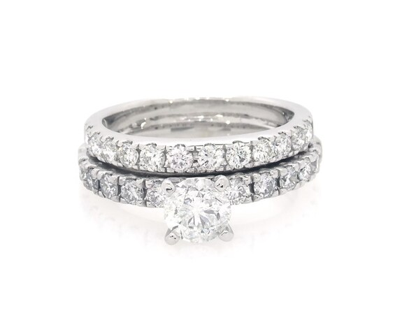 Previously Owned Round-Cut Diamond Bridal Set 1-5/8 ct tw 14K White Gold Size 5.5