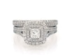 Thumbnail Image 1 of Previously Owned Princess-Cut Diamond Double Halo Bridal Set 1-7/8 ct tw 14K White Gold Size 6.75
