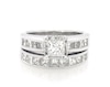 Thumbnail Image 1 of Previously Owned Princess-Cut Diamond Halo Bridal Set 2-1/5 ct tw 14K White Gold Size 6.5