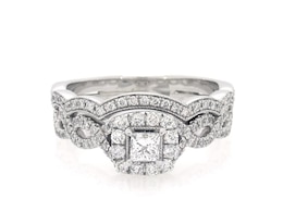 Previously Owned Neil Lane Princess-Cut Diamond Bridal Set 7/8 ct tw 14K White Gold Size 7.5
