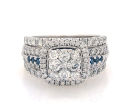 Previously Owned Multi-Diamond & Blue Sapphire Bridal Set 2-3/8 ct tw 14K White Gold Size 8.5