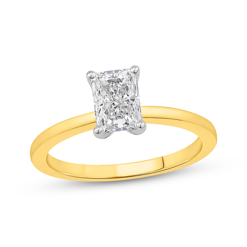 Main Image 1 of Previously Owned Lab-Grown Diamonds Radiant-Cut Solitaire Engagement Ring 1 ct tw 14K Yellow Gold (F/VS2)