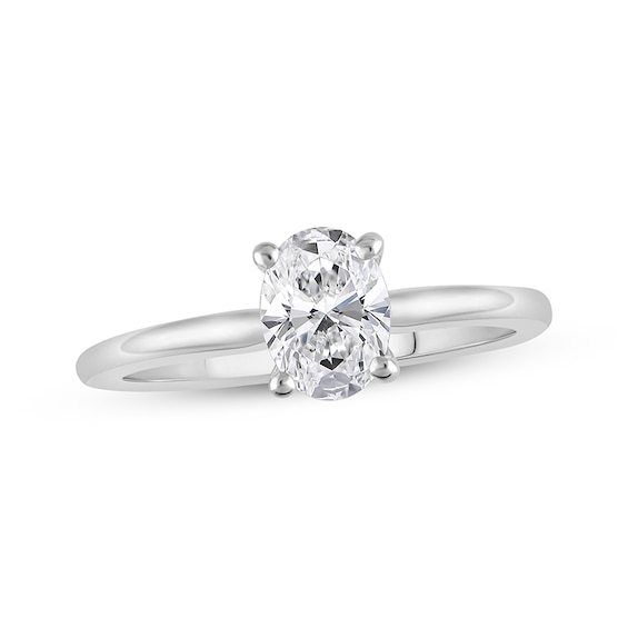 Previously Owned Lab-Grown Diamonds Oval-Cut Solitaire Engagement Ring 3/4 ct tw 14K White Gold (F/SI2)