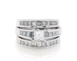 Previously Owned Princess-Cut Diamond Bridal Set 1-7/8 ct tw 14K White Gold Size 5.5