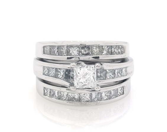Previously Owned Princess-Cut Diamond Bridal Set 1-7/8 ct tw 14K White Gold Size 5.5