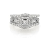 Thumbnail Image 1 of Previously Owned Princess-Cut Diamond Double Halo Bridal Set 1 ct tw 10K White Gold Size 4.25