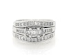 Thumbnail Image 1 of Previously Owned Princess-Cut Diamond Three-Stone Bridal Set 1-1/8 ct tw 14K White Gold 6.75