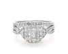 Thumbnail Image 1 of Previously Owned Pie-Cut Quad Diamond Bridal Set 7/8 ct tw 10K White Gold Size 7