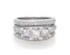 Thumbnail Image 1 of Previously Owned Princess-Cut Diamond Three-Stone Halo Bridal Set 1-3/4 ct tw 14K White Gold Size 6.5