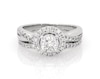 Thumbnail Image 1 of Previously Owned Round-Cut Diamond Halo Bridal Set 7/8 ct tw 14K White Gold Size 5.75