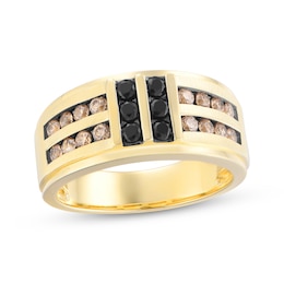 Previously Owned Men's Black & Brown Diamond Wedding Band 1 ct tw 10K Yellow Gold