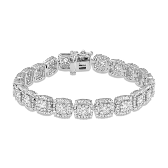 Previously Owned KAY Lab-Grown Diamonds Cushion Link Bracelet 5 ct tw 14K White Gold 7"