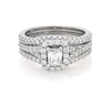Thumbnail Image 1 of Previously Owned Emerald-Cut Diamond Halo Bridal Set 1-1/3 ct tw 14K White Gold Size 6.75