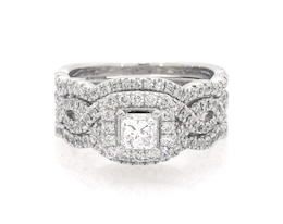 Previously Owned Neil Lane Princess-Cut Diamond Halo Bridal Set 1-1/3 ct tw 14K White Gold Size 7.25