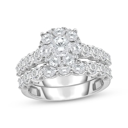 Previously Owned Lab-Grown Diamonds Round-Cut Multi-Stone Bridal Set 3 ct tw 10K White Gold