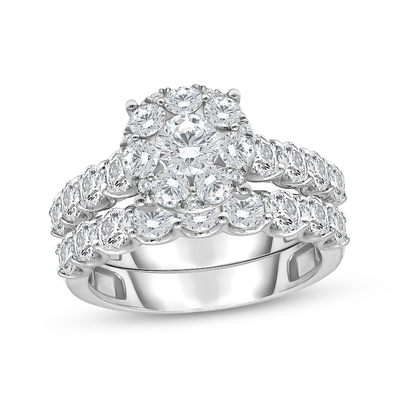 Main Image 1 of Previously Owned Lab-Grown Diamonds Round-Cut Multi-Stone Bridal Set 3 ct tw 10K White Gold