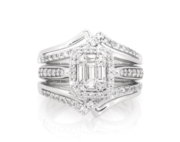 Previously Owned Multi-Diamond Bridal Set 5/8 ct tw 14K White Gold Size 4.5