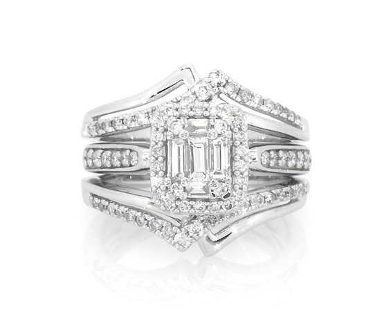 Previously Owned Multi-Diamond Bridal Set 5/8 ct tw 14K White Gold Size 4.5