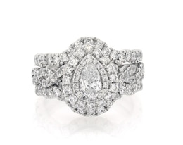 Previously Owned Neil Lane Pear-Shaped Double Halo Bridal Set 1-7/8 ct tw 14K White Gold Size 6.75