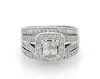 Thumbnail Image 1 of Previously Owned Princess-Cut Quad Diamond Halo Bridal Set 1 ct tw 14K White Gold Size 7.25