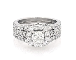 Previously Owned Neil Lane Cushion-Cut Diamond Halo Bridal Set 2-1/3 ct tw 14K White Gold Size 7
