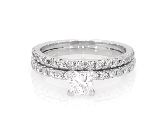 Previously Owned Princess-Cut Diamond Bridal Set 7/8 ct tw 10K White Gold Size 6.25