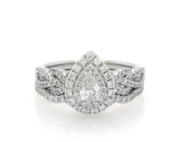 Previously Owned Neil Lane Pear-Shaped Diamond Bridal Set 7/8 ct tw 14K White Gold Size 6.5