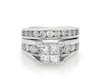 Thumbnail Image 1 of Previously Owned Princess-Cut Quad Diamond Bridal Set 1-7/8 ct tw 14K White Gold Size 4.25