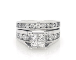 Previously Owned Princess-Cut Quad Diamond Bridal Set 1-7/8 ct tw 14K White Gold Size 4.25