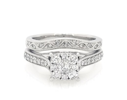 Previously Owned Multi-Diamond Bridal Set 3/4 ct tw 10K White Gold Size 6.75