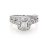 Thumbnail Image 1 of Previously Owned Princess-Cut Diamond Halo Bridal Set 1-1/5 ct tw 14K White Gold Size 8.75