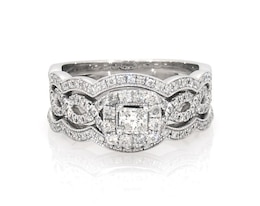 Previously Owned Neil Lane Princess-Cut Diamond Twist Shank Bridal Set 1 ct tw 14K White Gold Size 8