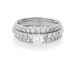 Previously Owned Round-Cut Diamond Bridal Set 2-1/5 ct tw 14K White Gold Size 9.25