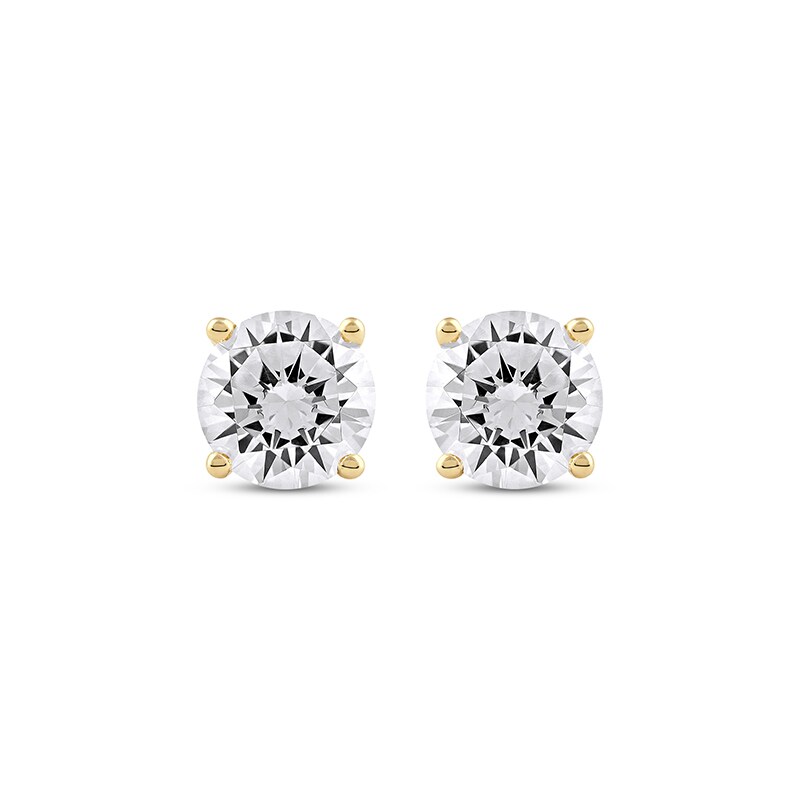 Main Image 2 of Previously Owned KAY Lab-Grown Diamonds Round-Cut Solitaire Stud Earrings 2 ct tw 14K Yellow Gold (F/SI2)