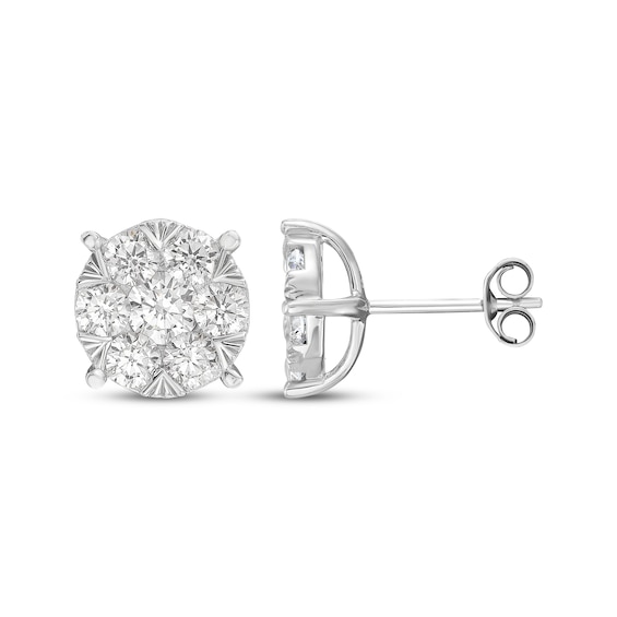Previously Owned KAY Lab-Grown Diamonds Multi-Stone Circle Stud Earrings 1-1/2 ct tw 10K White Gold