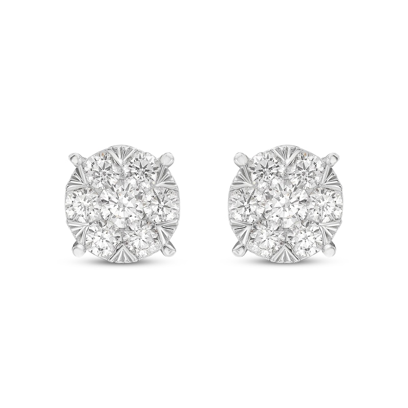 Main Image 2 of Previously Owned KAY Lab-Grown Diamonds Multi-Stone Circle Stud Earrings 1-1/2 ct tw 10K White Gold