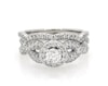 Thumbnail Image 1 of Previously Owned Round-Cut Diamond Halo Bridal Set 1 ct tw 14K White Gold Size 6.5