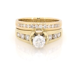 Previously Owned Round-Cut Diamond Bridal Set 1-1/5 ct tw 14K Yellow Gold Size 7.25