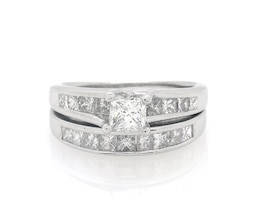 Previously Owned Princess-Cut Diamond Bridal Set 1-3/8 ct tw 14K White Gold Size 5.75