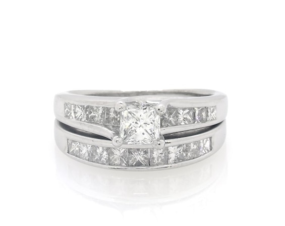 Previously Owned Princess-Cut Diamond Bridal Set 1-3/8 ct tw 14K White Gold Size
