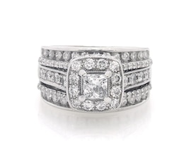 Previously Owned Diamond Bridal Set 1-3/8 ct tw 14K White Gold Size 5.25