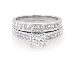 Previously Owned Princess-Cut Diamond Bridal Set 1-7/8 ct tw 14K White Gold Size 7.5