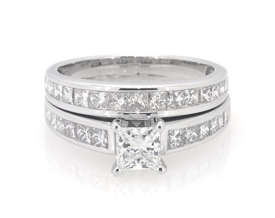 Previously Owned Princess-Cut Diamond Bridal Set 1-7/8 ct tw 14K White Gold Size 7.5