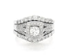 Thumbnail Image 1 of Previously Owned Round-Cut Diamond Cushion Halo Bridal Set 1-3/8 ct tw 14K White Gold Size 9.5
