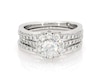 Thumbnail Image 1 of Previously Owned Round-Cut Diamond Halo Bridal Set 1-1/3 ct tw 14K White Gold Size 6.75