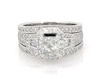 Thumbnail Image 1 of Previously Owned Neil Lane Studio Radiant-Cut Diamond Halo Bridal Set 2-5/8 ct tw 14K White Gold Size 7.75