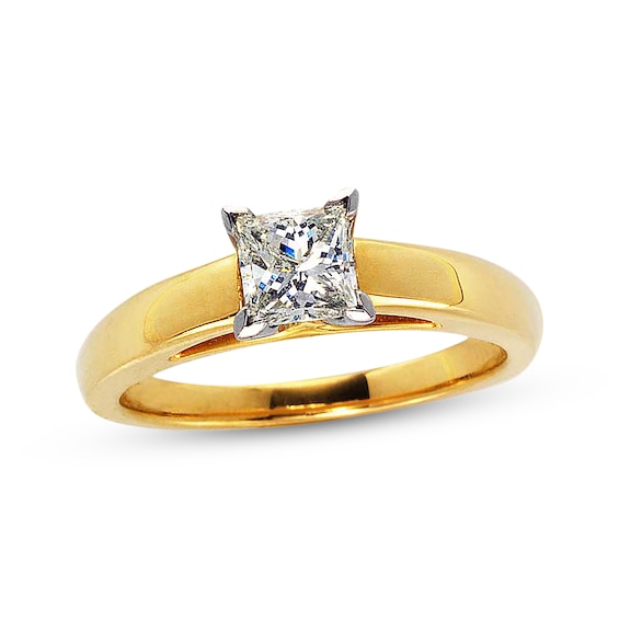 Previously Owned Certified Princess-cut Diamond Solitaire Ring 3/4 ct tw 14K Yellow Gold