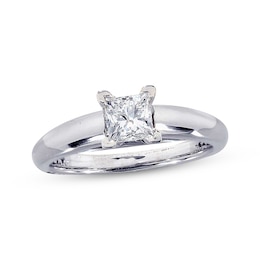 Previously Owned Certified Princess-Cut Diamond Solitaire Engagement Ring 3/4 ct tw 14K White Gold & Platinum (F/I1)