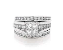 Previously Owned Princess-Cut Quad Diamond Bridal Set 1-5/8 ct tw 14K White Gold Size 5.5